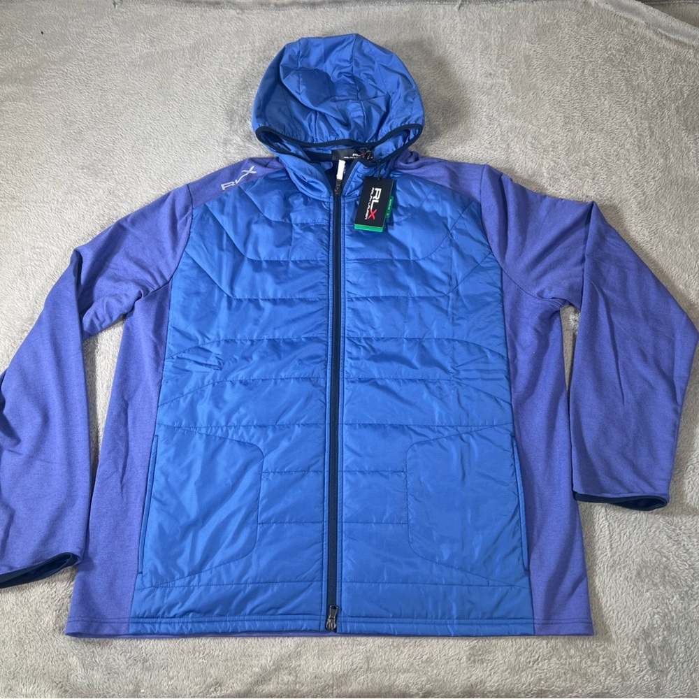 RLX RAPLH LAUREN Wool Golf Hybrid Jacket Men’s XXL Hooded Quilted Full Zip NWT